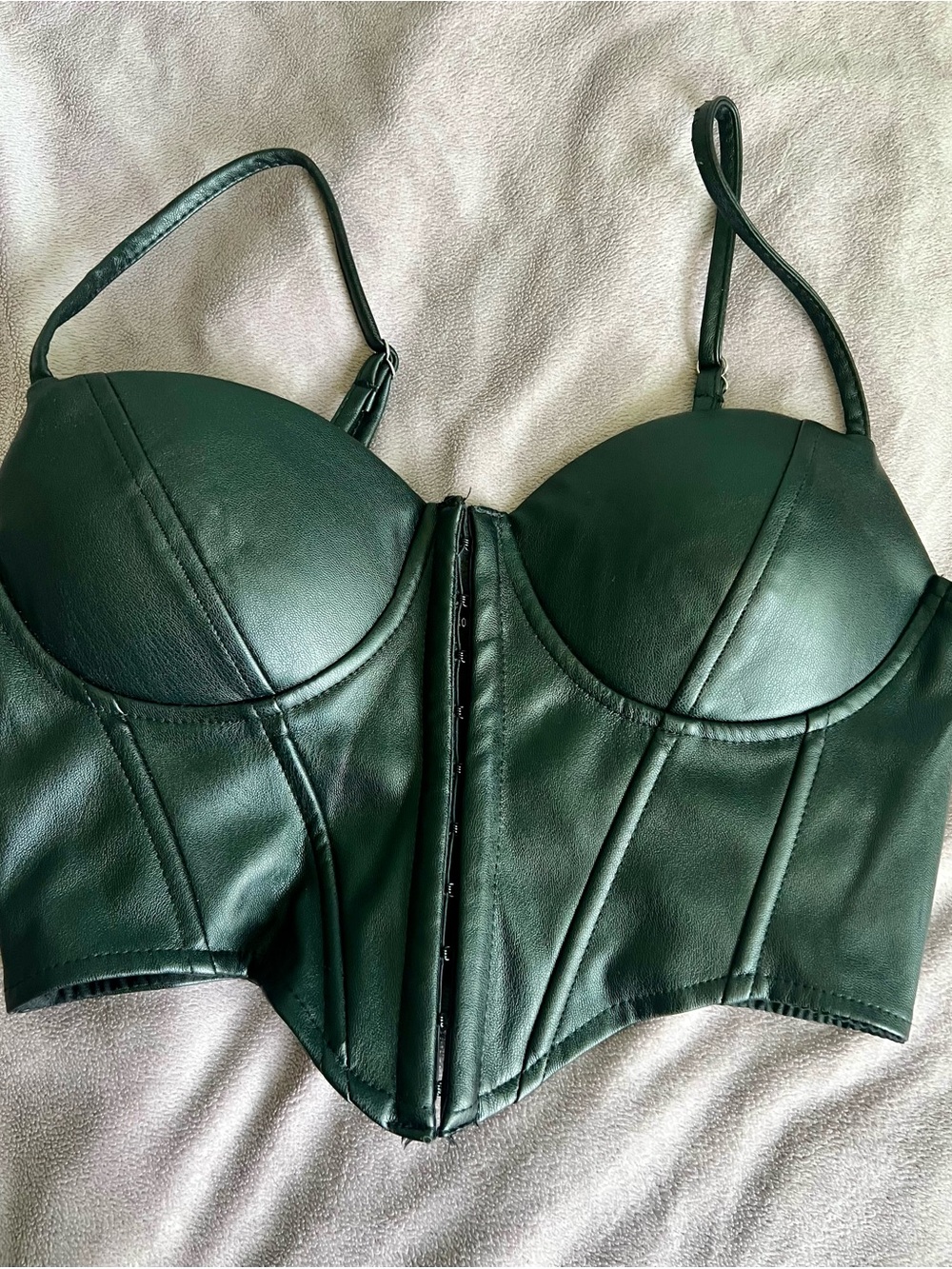 Windsor Emerald Faux Leather Longline Bustier Bra